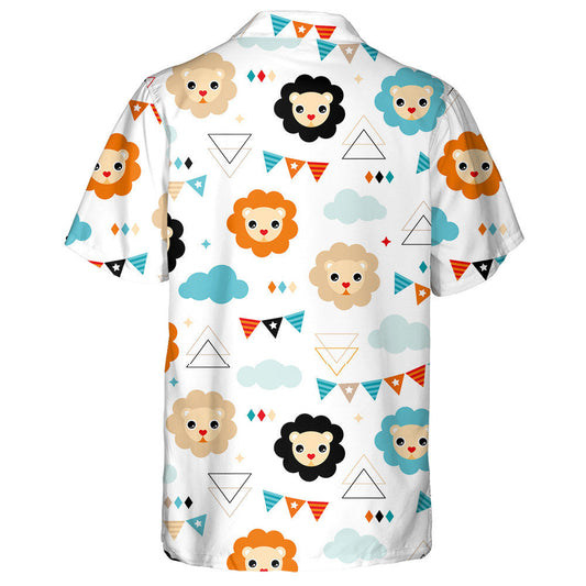 Colorful Kids Circus Lion WIth Cloud And Flat Hawaiian Shirt, Hawaiian Shirt Gift, Christmas Gift