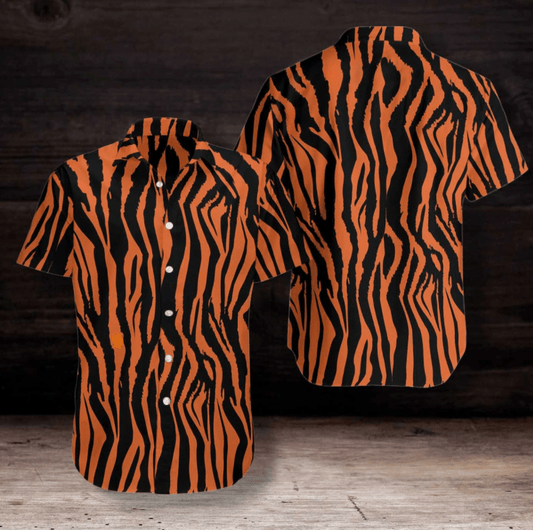 Tiger And Zebra Strip Pattern Hawaiian Shirt, Hawaiian Shirt Gift, Christmas Gift