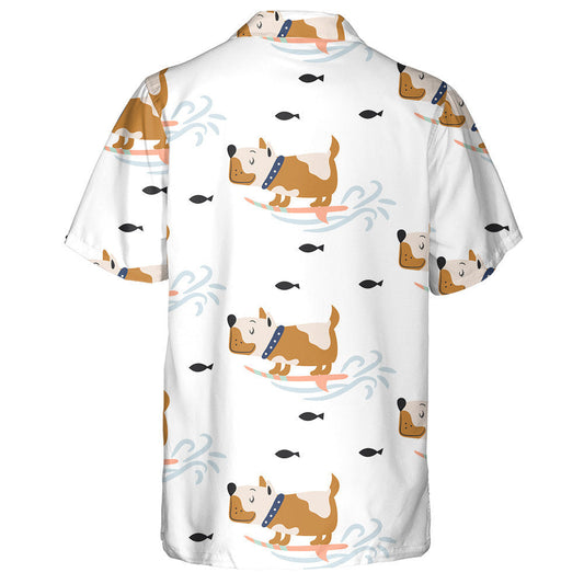 Cute Brown Dogs On Surf Background Hawaiian Shirt,Hawaiian Shirt Gift, Christmas Gift