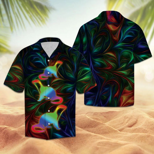 Awesome Otter Neon Color Art Illusion Themed Hawaiian Shirt, Hawaiian Shirt Gift, Christmas Gift