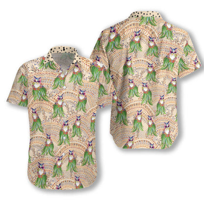 Cat Hula Ethnic Pattern Attractive Design Hawaiian Shirt, Hawaiian For Gift