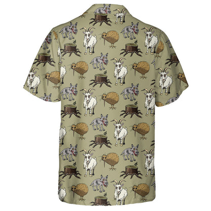 Wolf Goat Kiwi And Tree Stump Hawaiian Shirt, Hwaiian For Gift