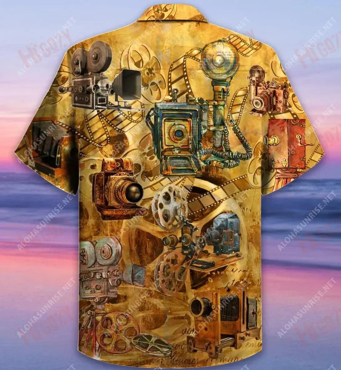 Cameras Vintage Unisex Hawaiian Shirt Hobbies Short Sleeve Custom Hawaiian Shirts Hawaiian Shirts For Men, Hawaiian Shirt Gift, Christmas Gift