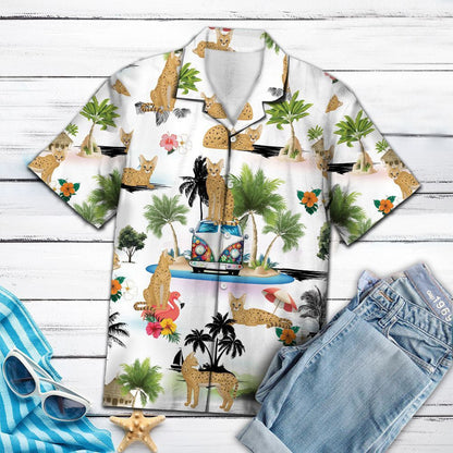 Hippie Van Savannah Cat Enjoy Summer Vacation Hawaiian Shirt, Hawaiian Shirt Gift, Christmas Gift