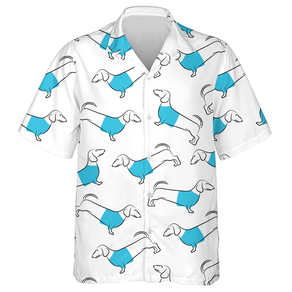 Theme Dachshund Dog In Blue Hawaiian Shirt,Hawaiian Shirt Gift, Christmas Gift