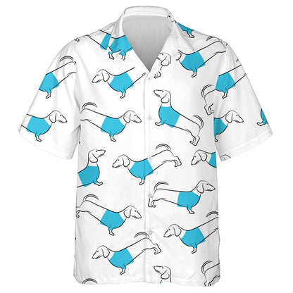 Theme Dachshund Dog In Blue Hawaiian Shirt,Hawaiian Shirt Gift, Christmas Gift