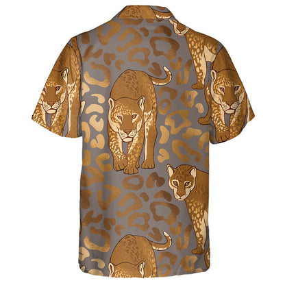Wild Jungle African Leopard With Blue Leaves Hawaiian Shirt, Hawaiian Shirt Gift, Christmas Gift