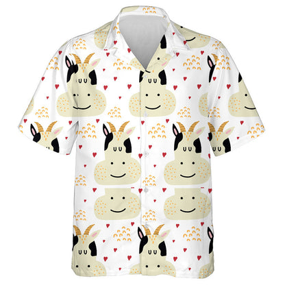 Cow Head And Small Red Heart Hawaiian Shirt,Hawaiian Shirt Gift, Christmas Gift
