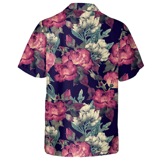 Watercolor Pretty Pink Rose White Floral Art Design Hawaiian Shirt, Hawaiian Shirt Gift, Christmas Gift