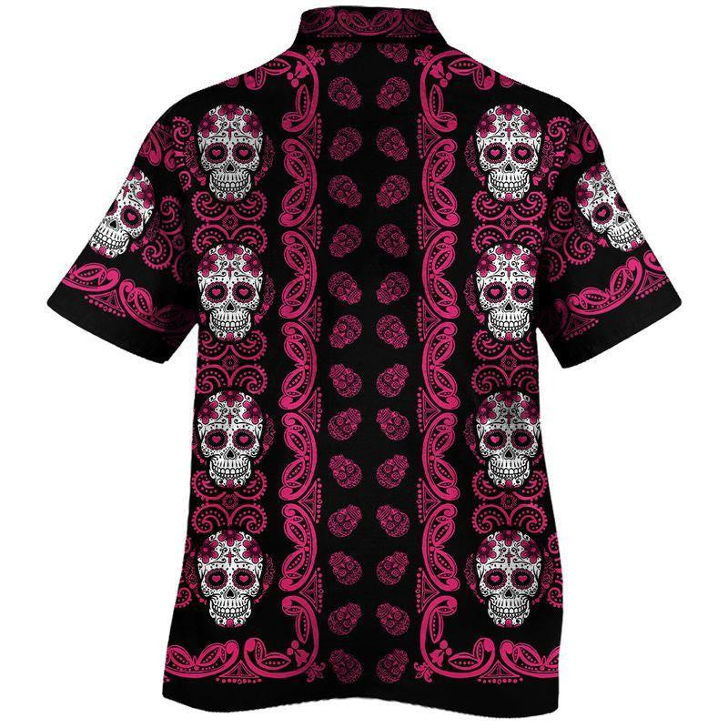 Pink Sugar Skull Pattern Awesome Background Design Hawaiian Shirt, Hawaiian Shirt Gift, Christmas Gift