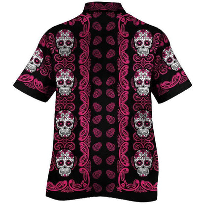 Pink Sugar Skull Pattern Awesome Background Design Hawaiian Shirt, Hawaiian Shirt Gift, Christmas Gift