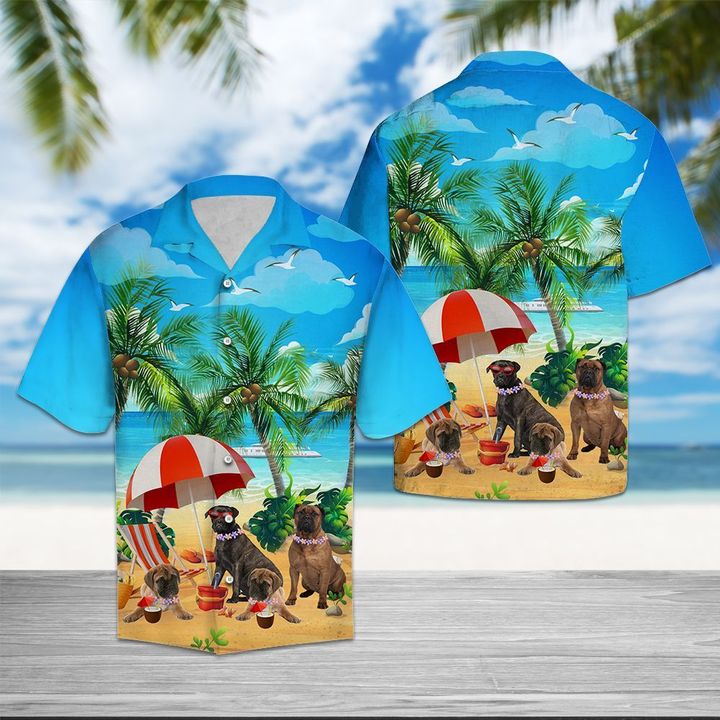 Beach Hawaii Bullmastiff Hawaiian Shirt,Hawaiian Shirt Gift, Christmas Gift