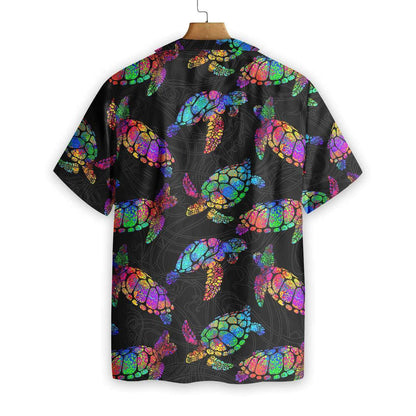 Boho Style Sea Turtle Pattern Hawaiian Shirt, Hawaiian For Gift