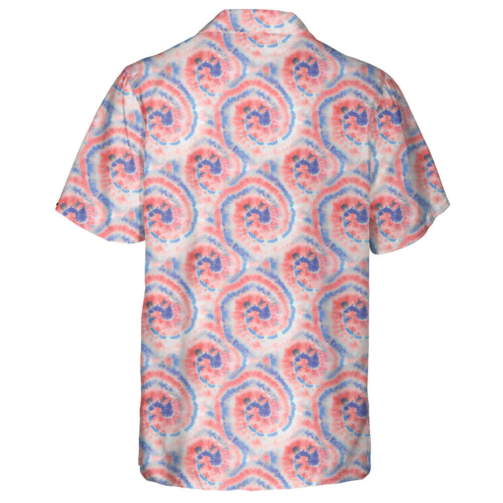 Red And Blue Tie Dye Swirl Spiral Pattern Hawaiian Shirt, Hawaiian Shirt Gift, Christmas Gift