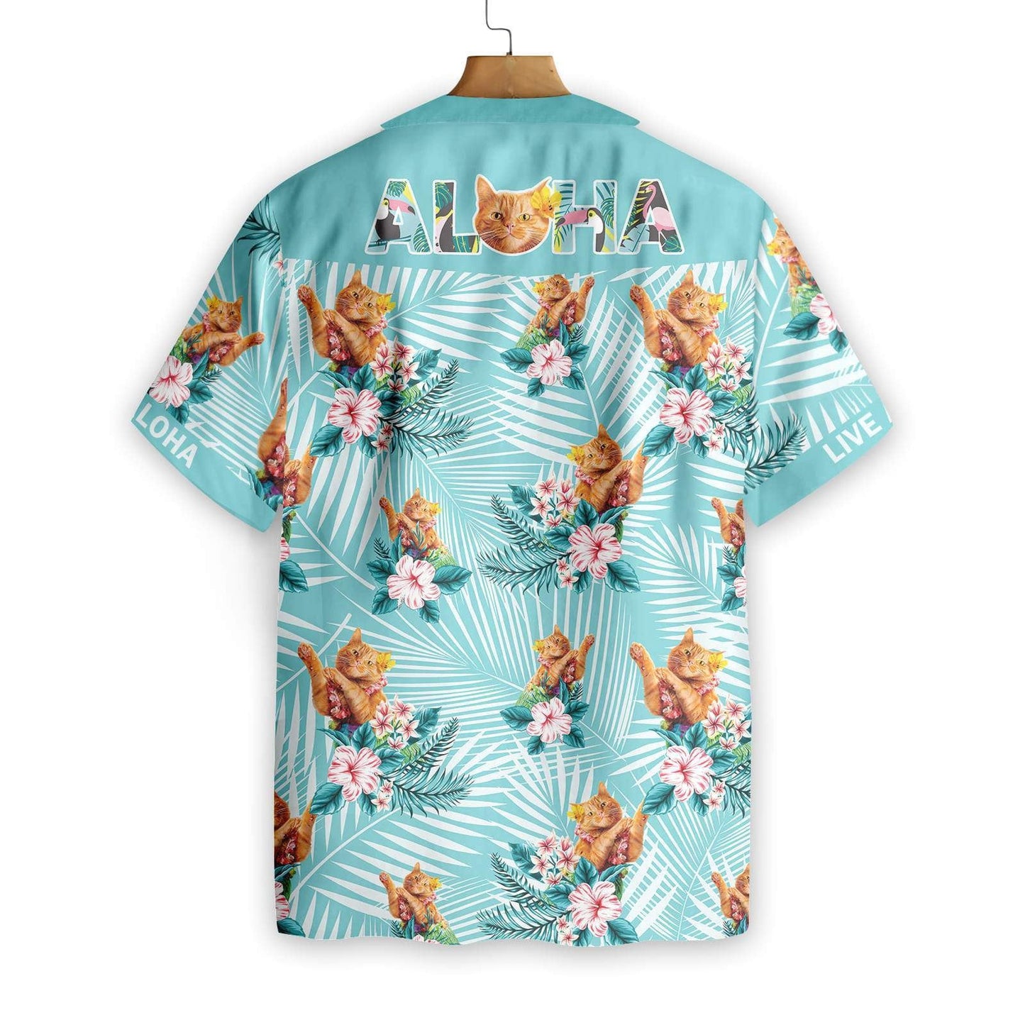 Cat Aloha On Light Sky Blue Design Hawaiian Shirt, Hawaiian Shirt Gift, Christmas Gift