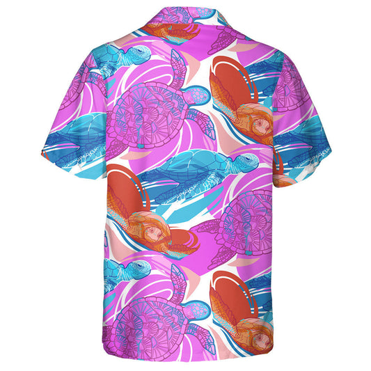 Graphic Swimming Turtles In Vibrant Colors Hawaiian Shirt,Hawaiian Shirt Gift, Christmas Gift