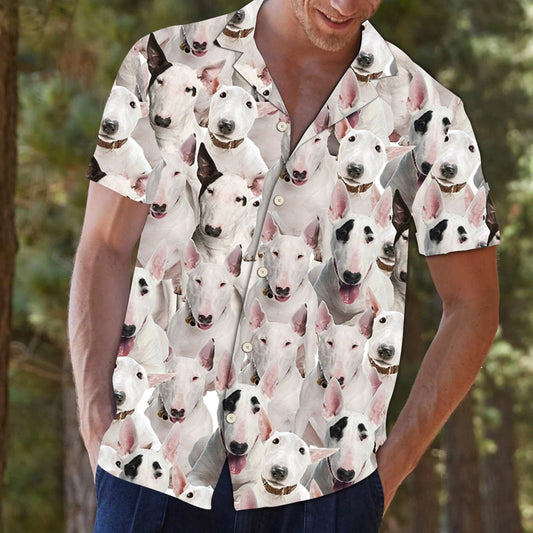 Bull Terrier Face Always Beside You Design Hawaiian Shirt, Hawaiian Shirt Gift, Christmas Gift
