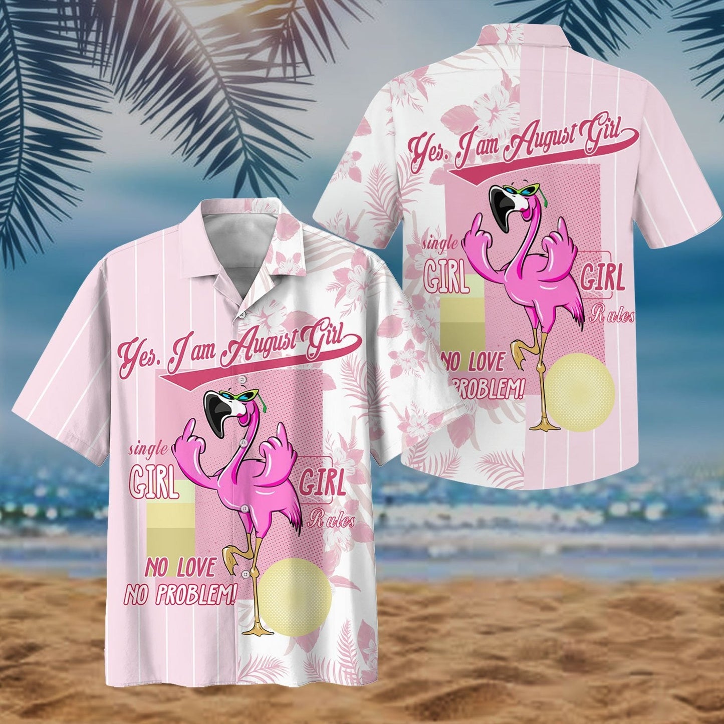 Flamingo August Girl Pattern Design Hawaiian Shirt,Hawaiian Shirt Gift, Christmas Gift