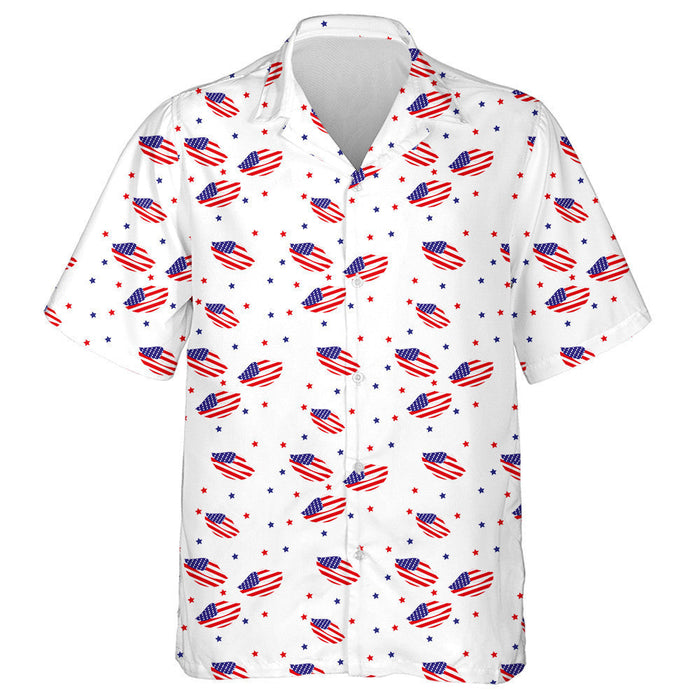 Woman Lips In The Pattern Of American Flag Pattern Hawaiian Shirt, Hawaiian Shirt Gift, Christmas Gift