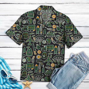 Amazing Military Equipment Doodle Style Hawaiian Shirt, Hawaiian For Gift