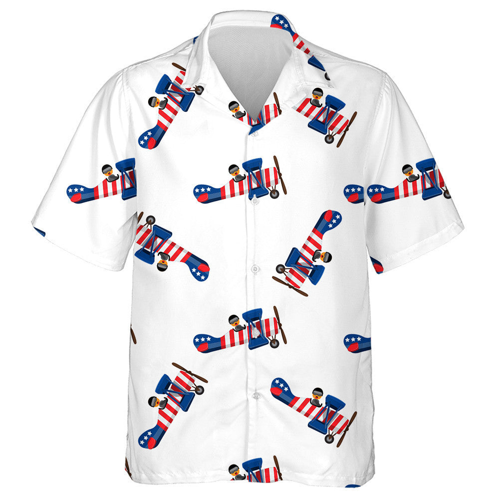 Cartoon Planet With USA Flag Pattern Independence Day Hawaiian Shirt, Hawaiian Shirt Gift, Christmas Gift