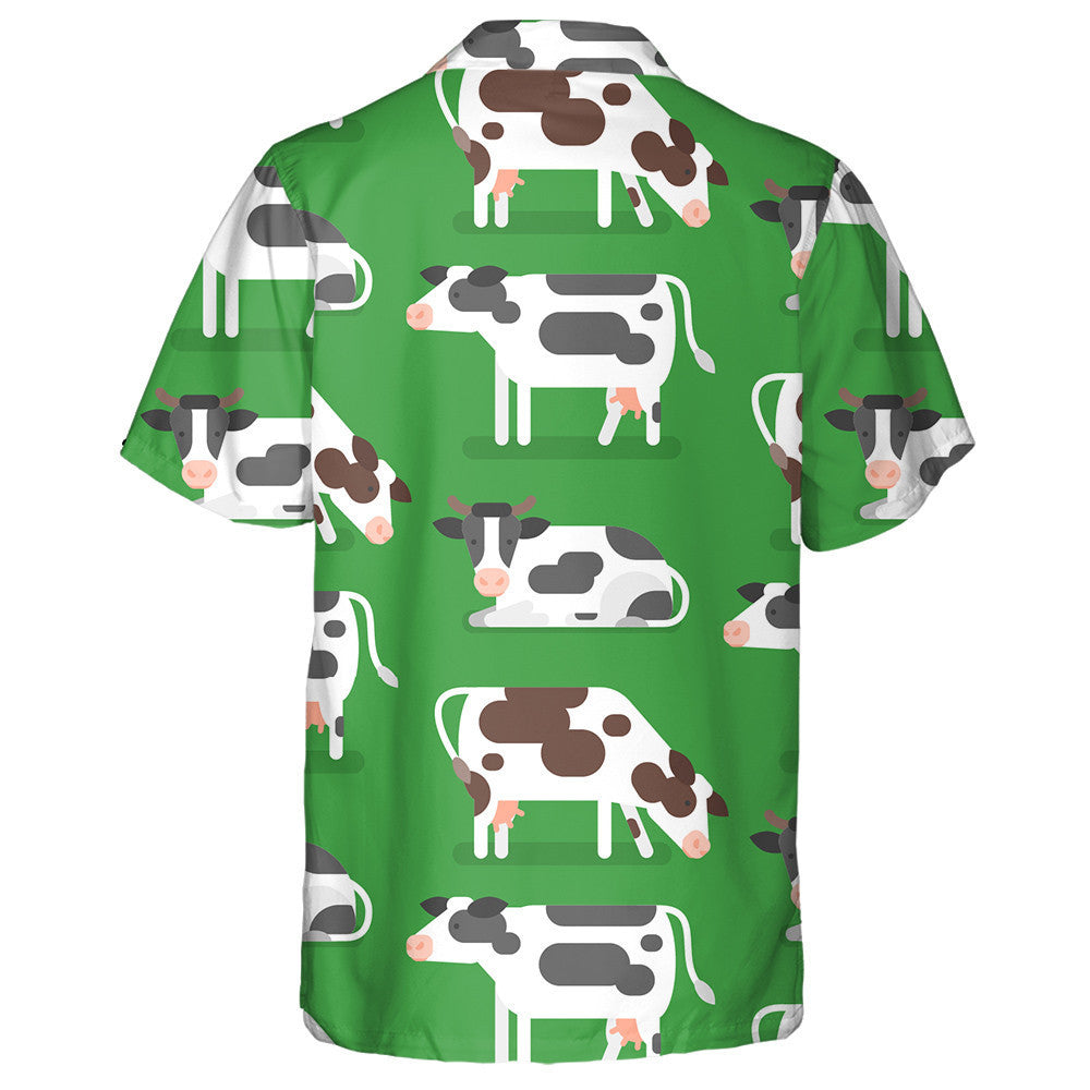 Hand Draw Cute Cow On Green Background Hawaiian Shirt, Hawaiian Shirt Gift, Christmas Gift