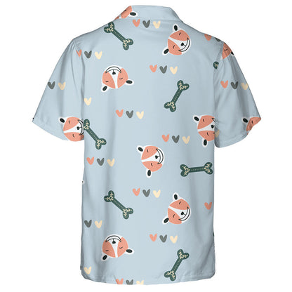 Hand Drawn Cute Dog Faces And Green Bone Hawaiian Shirt, Hawaiian Shirt Gift, Christmas Gift