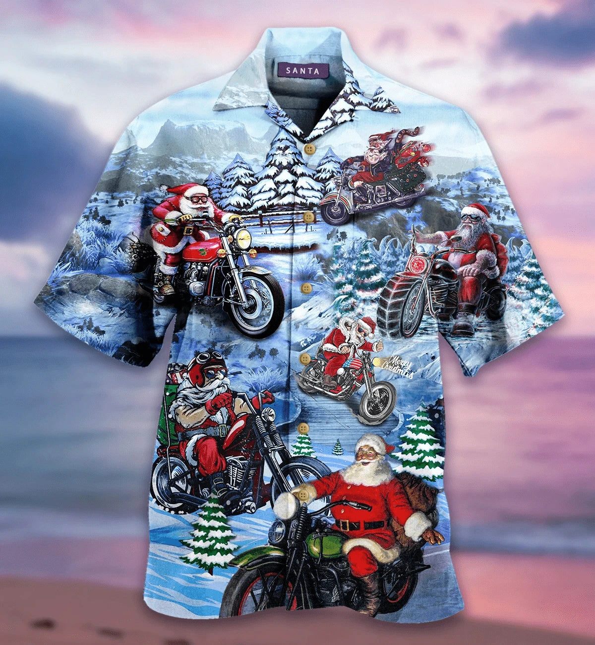 Design Hawaiian Shirt Christmas Driving With Santa Claus,Hawaiian Shirt Gift, Christmas Gift