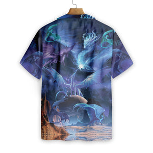 Blue Universe Dragon Magical Design Hawaiian Shirt, Hawaiian For Gift