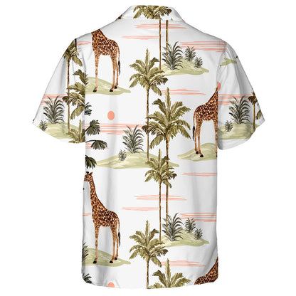 Appealing Palm Tree Island With Lonely Giraffe Pattern Hawaiian Shirt, Hawaiian Shirt Gift, Christmas Gift