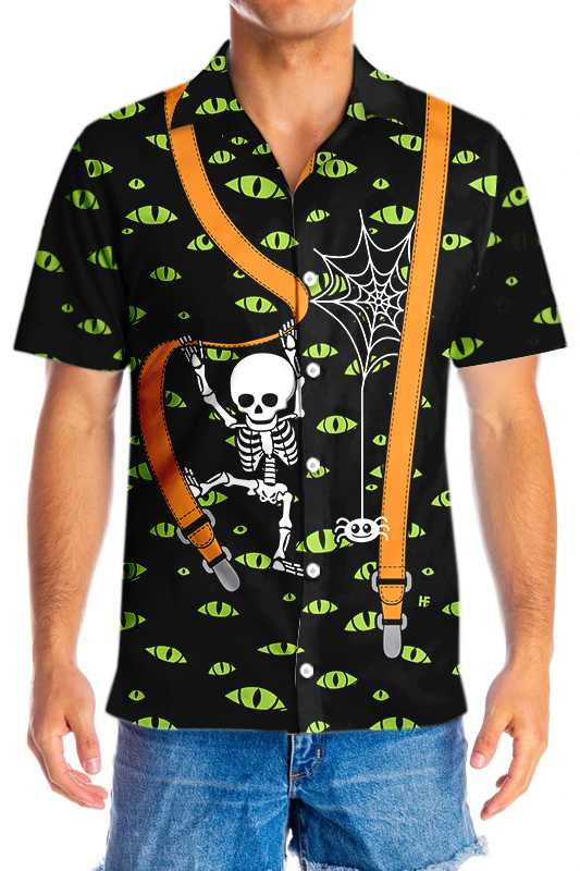 Great Halloween Skeleton And Monster Eyes Hawaiian Shirt,Hawaiian Shirt Gift, Christmas Gift