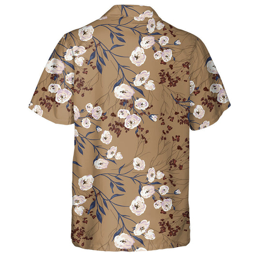 Elegant Pattern With Rose Branches On Light Brown Design Hawaiian Shirt, Hawaiian Shirt Gift, Christmas Gift