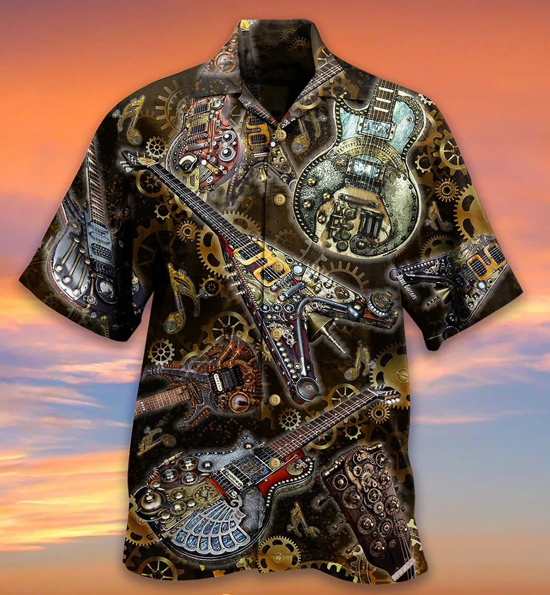 Gift For Music Lovers Guitar Machine Style Design Hawaiian Shirt, Hawaiian Shirt Gift, Christmas Gift
