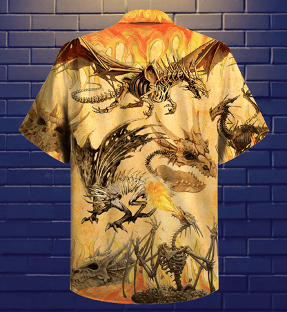 Black Dragon Skull Cool Pattern Hawaiian Shirt, Hawaiian For Gift