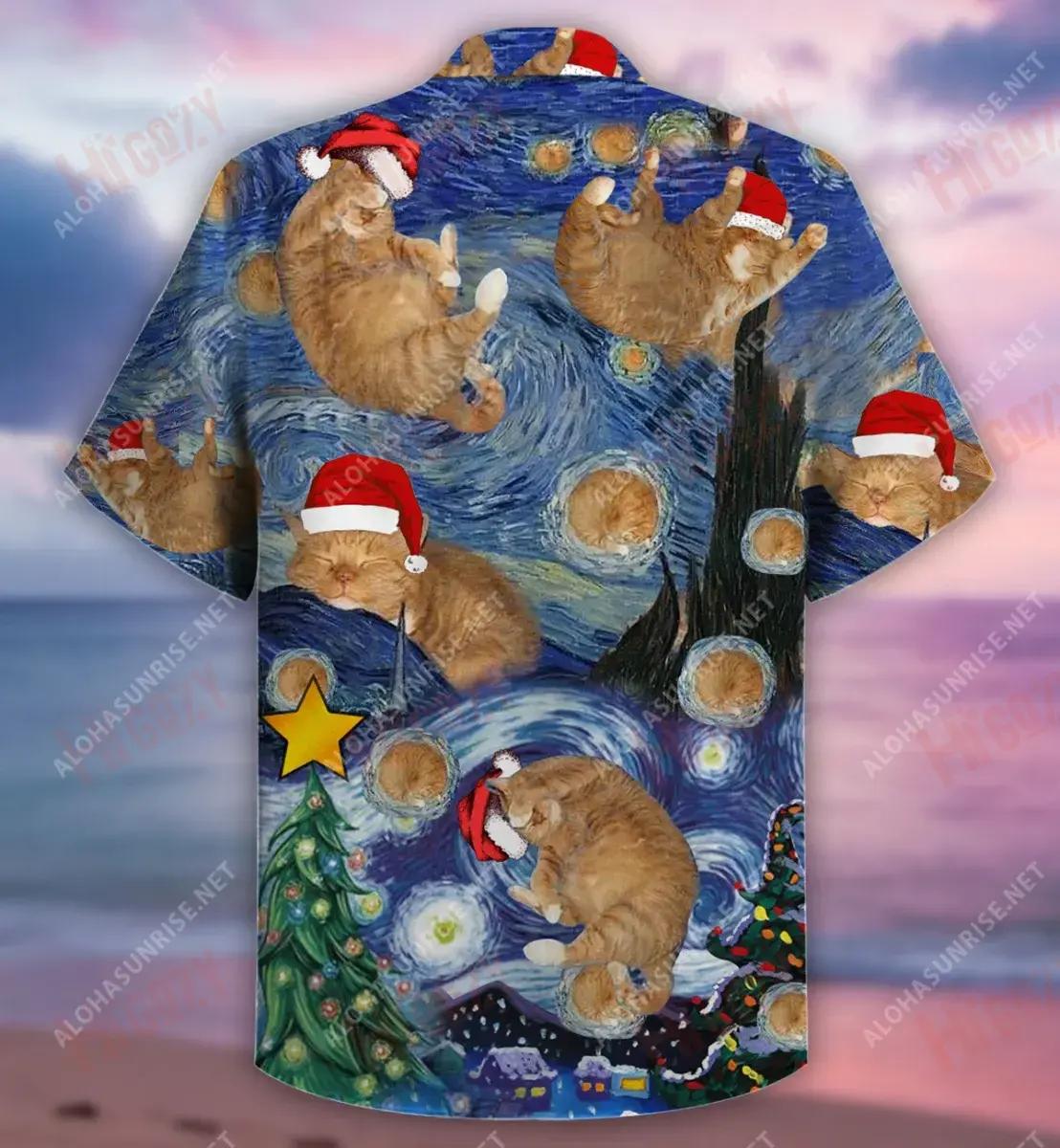 Five More Minutes Starry Cat Christmas Short Hawaiian Shirt Summer Short Sleeve Hawaiian Crazy Shirts Hawaiian Shirts For Women, Hawaiian Shirt Gift, Christmas Gift