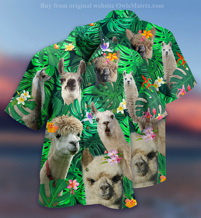 Lama Cute Love Green - Hawaiian Shirt, Hawaiian Shirt Gift, Christmas Gift