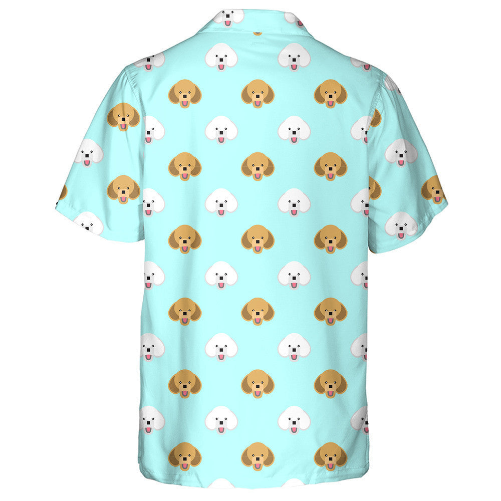 Cartoon Poodle Dog On Blue Dog Icons Hawaiian Shirt, Hawaiian Shirt Gift, Christmas Gift