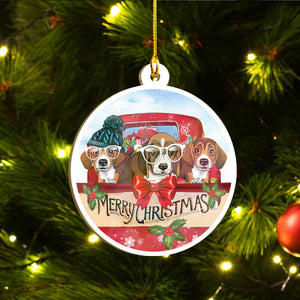 Merry Xmas Beagle Ornament Set, Merry Woofmas Ornament Set, Funny Xmas Ornament Family Gift Idea For Dog Lover