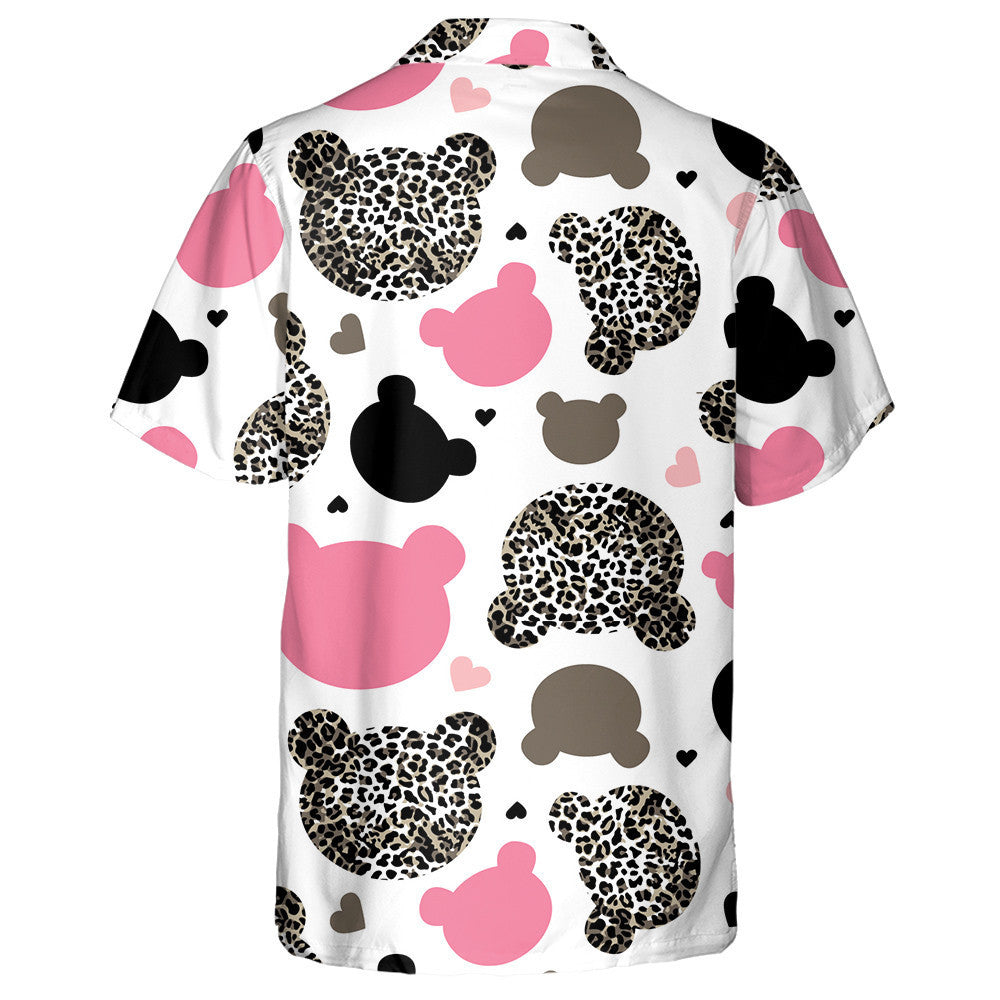 Teddy Bear With Leopard Skin Background Hawaiian Shirt,Hawaiian Shirt Gift, Christmas Gift