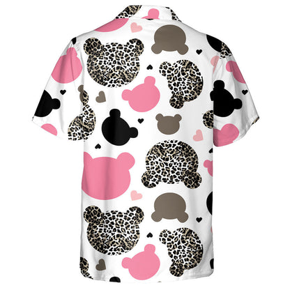 Teddy Bear With Leopard Skin Background Hawaiian Shirt,Hawaiian Shirt Gift, Christmas Gift