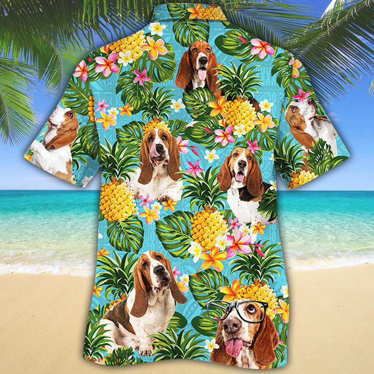 Basset Hound Dog Pineapple Hawaiian Shirt ,Hawaiian Shirt Gift, Christmas Gift