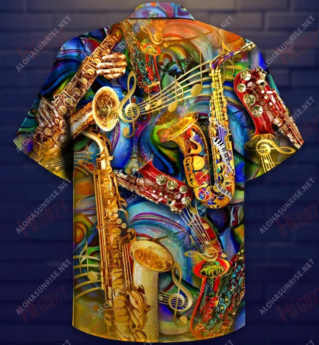 Feeling With Saxophone Melody Unisex Short Sleeve Shirt Vacation Hawaiian T Shirts Best Hawaiian Shirts Hawaiian Shirts For Women, Hawaiian Shirt Gift, Christmas Gift