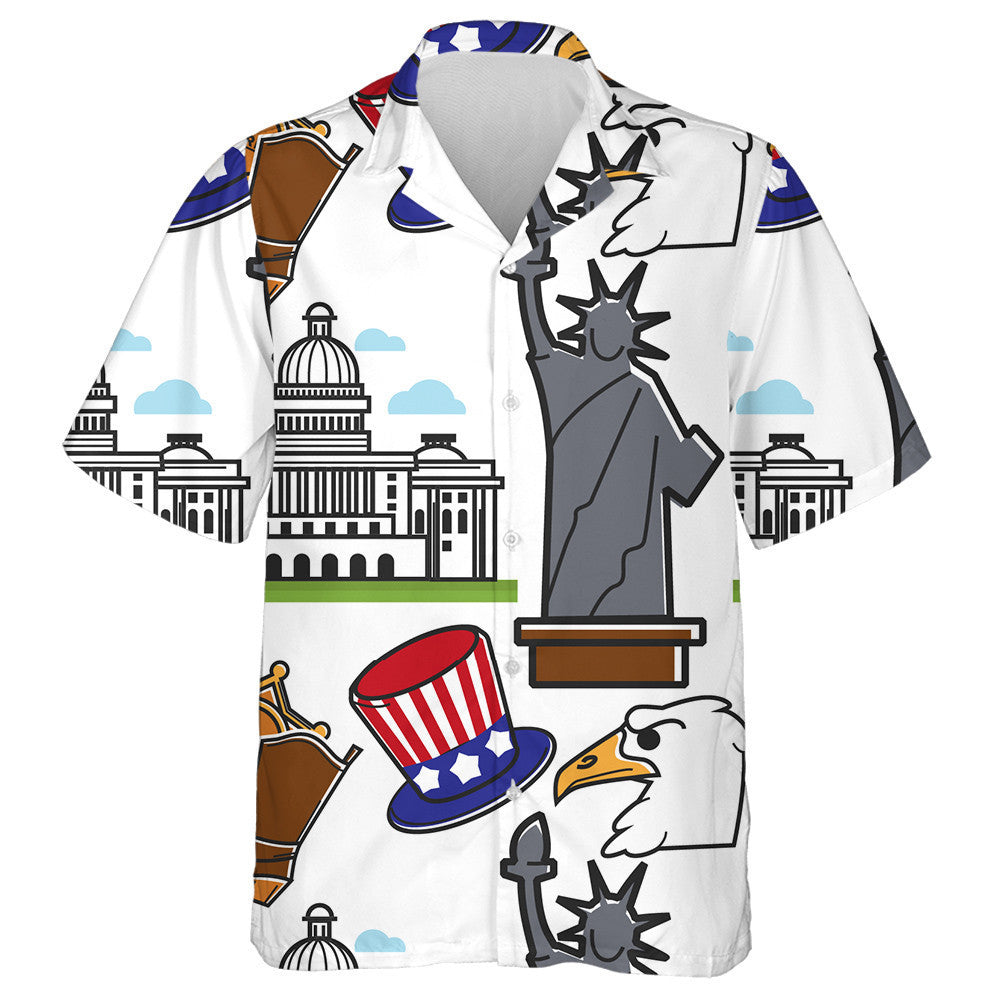 Traveling And Tourism American Symbols And Architecture Hawaiian Shirt,Hawaiian Shirt Gift, Christmas Gift
