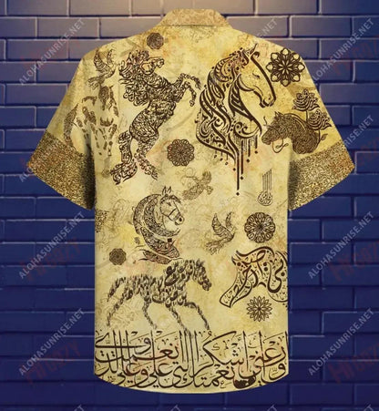 Fantastic Arabian Horses By Arabic Unisex Short Sleeve Shirt Ocean Hawaiian T Shirts Tactical Hawaiian Shirt Hawaiian Shirt Pattern, Hawaiian Shirt Gift, Christmas Gift