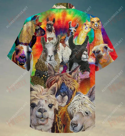 Colorful Llamas Short Sleeve Shirt Hobbies Hawaiian T Shirts Tactical Hawaiian Shirt Hawaiian Shirts For Men, Hawaiian Shirt Gift, Christmas Gift