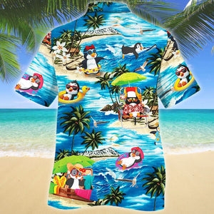 Cool Penguin Lovers Beach Vibe Holiday Vacation Hawaiian Shirt, Hawaiian Shirt Gift, Christmas Gift