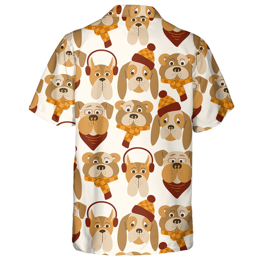 Cute Cartoon Dogs With Autumn Clothes Isolated Background Hawaiian Shirt, Hawaiian Shirt Gift, Christmas Gift