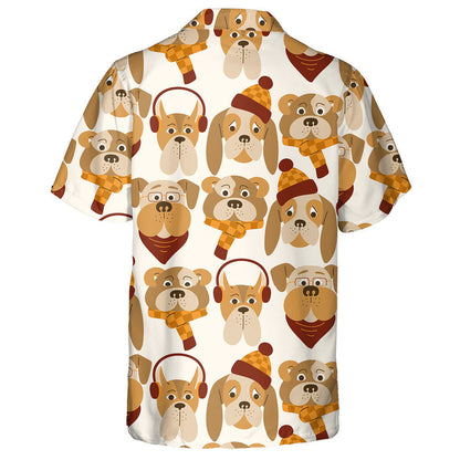 Cute Cartoon Dogs With Autumn Clothes Isolated Background Hawaiian Shirt, Hawaiian Shirt Gift, Christmas Gift