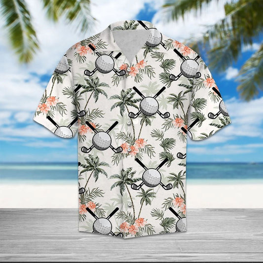 Golf Putter And Balls With Palm Trees Design Hawaiian Shirt, Hawaiian Shirt Gift, Christmas Gift
