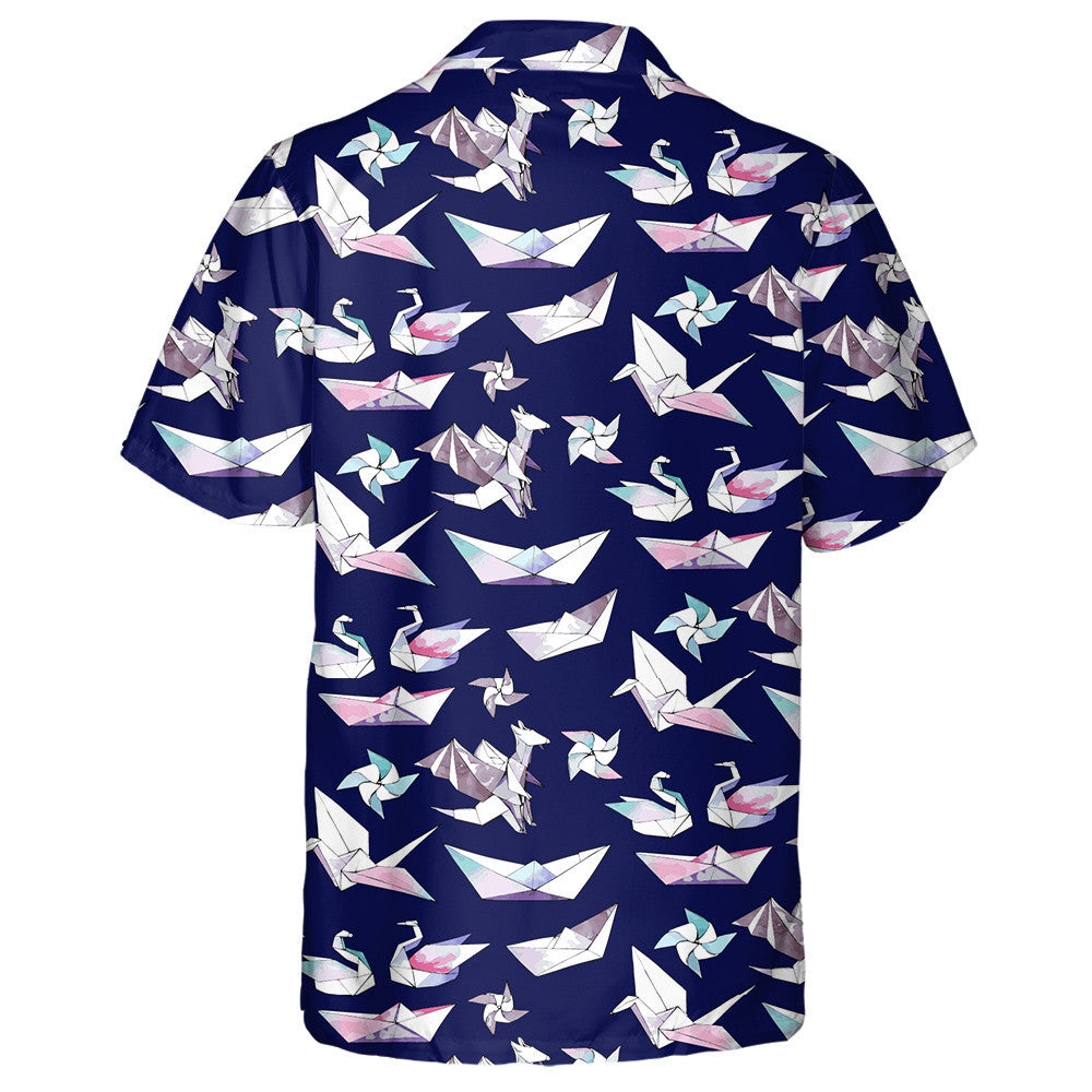 Hand Drawn Origami Cranes And Dragons Hawaiian Shirt, Hawaiian For Gift